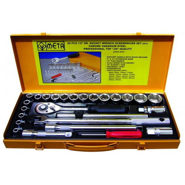 META ชุดบล็อคขนาด 1/2" 26 ชิ้น (ชุด)