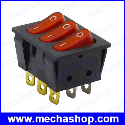 สวิทซ์ปิดเปิด รอกเกอร์สวิทซ์ 3 คอนแทค KCD4 Triple 9-pin rocker switch 15A/250V