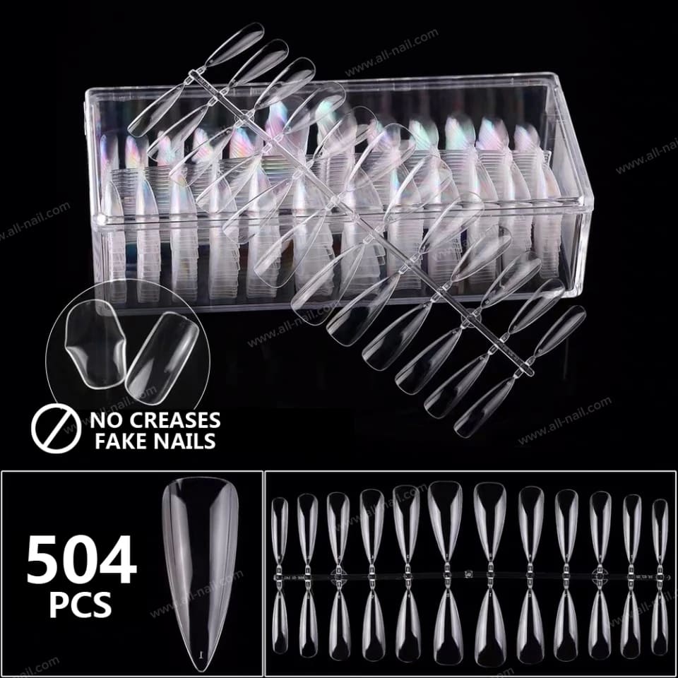 เล็บปลอม เล็บพีวีซี เล็บPVC ทรงแหลม 504ชิ้น/กล่อง