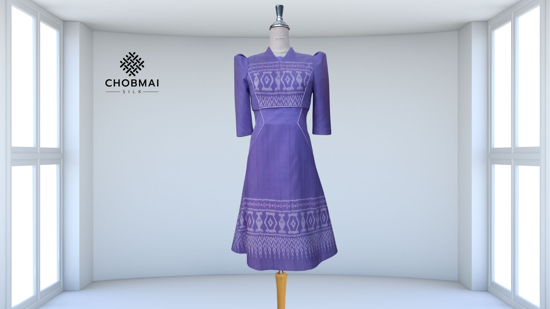 แบบตัดชุด เดรสผ้าไหม (ไม่รวมผ้า) chobmai x ARW รหัส CUT-ARW-030568