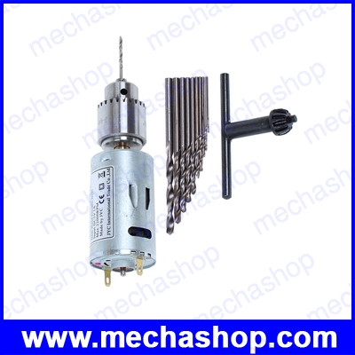 สว่านไฟฟ้าขนาดเล็ก สว่านเจาะ PCB เจาะไม้ Electric Motor Smaill PCB Drill Compact Set แถมดอกสว่าน 10 ดอก 0.8-2.5mm, JTO Chucks 0.3-4mm DC 12V