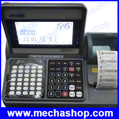 เครื่องชั่งดิจิตอลตั้งพื้นแบบมีเครื่องพิมพ์ 1000kg/100g, 2000kg/200g, 3000kg/500g ขนาดแท่นชั่ง 100x100cm, 120x120cm, 150x150cm ตามลำดับ ยี่ห้อ PRIS รุ่น Bench Scale 1000kg พร้อม Label Printer