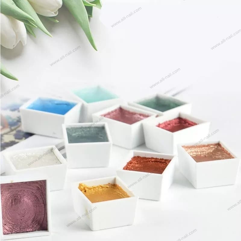 สีเพ้นท์เมทัลลิค สีเพ้นท์เล็บMetallic สีกระจกเพ้นท์เล็บ (1set/12สี)