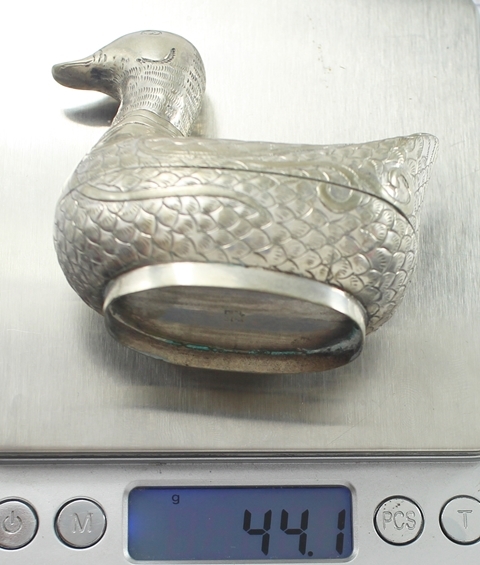 SI0082 ตลับเป็ดคู่ 2 ตัว เงินแท้ 92.5% นน. รวม 86.8 กรัม งานสวยสภาพดีค่ะ