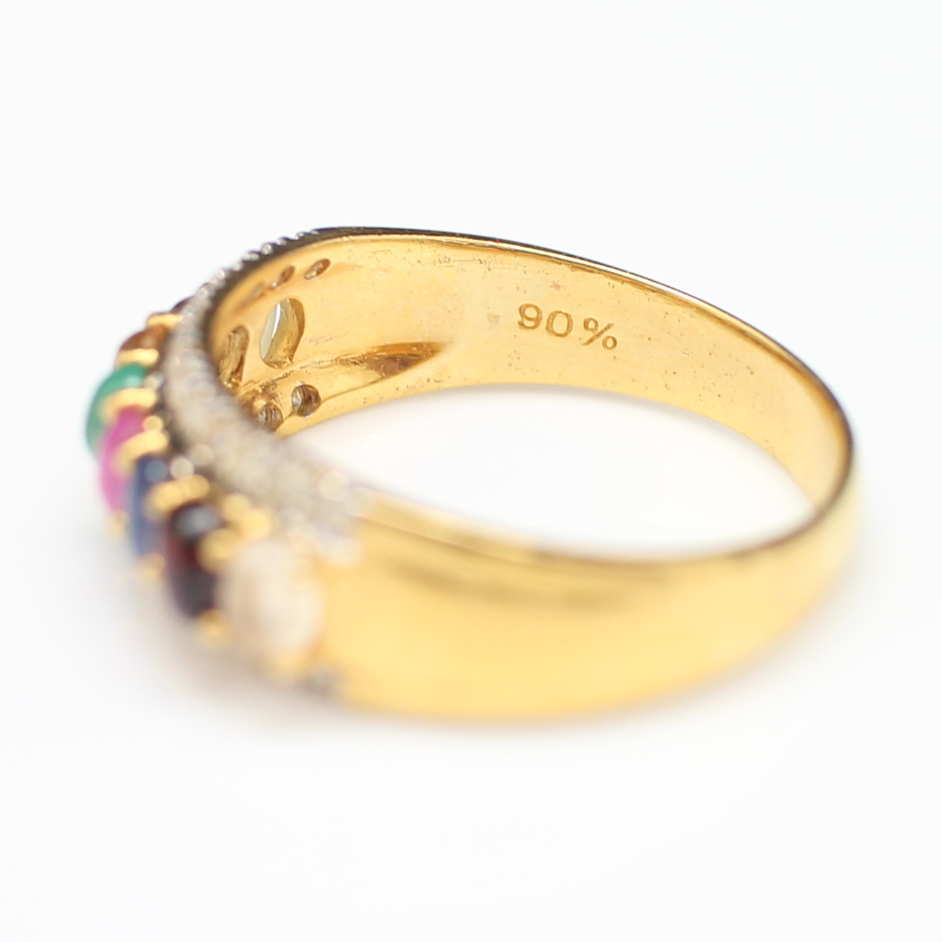 RG250242 แหวนนพเก้าแถวบ้าข้างเพชร เพชรแท้ 0.32 กะรัต ทองแท้ 90% นน.รวม 5.6 กรัม ขนาดแหวน 62