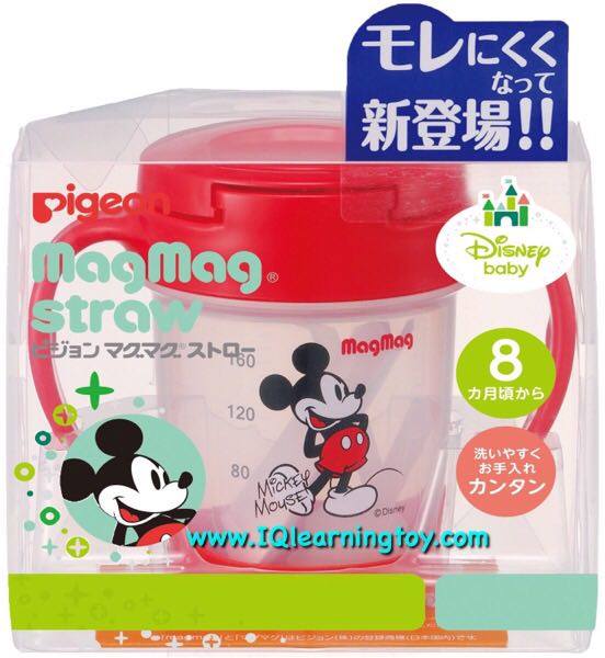 Pigeon ถ้วยหัดดื่ม พีเจ้นท์ MagMag พร้อมหลอดดูด Mickey Mouse ส่งฟรี