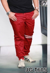 กางเกง jogger JG T605 แดงเลือดแถบ