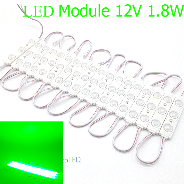 LED Module 1.8W 12V PVC เลนส์กระจายแสง สีเขียว [ขายเป็นแผง 20ตัว]