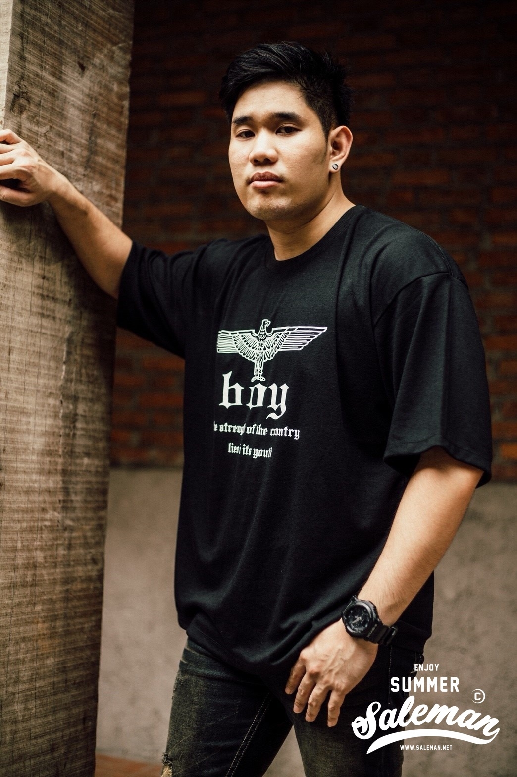 เสื้อยืด Boy สีดำ-108