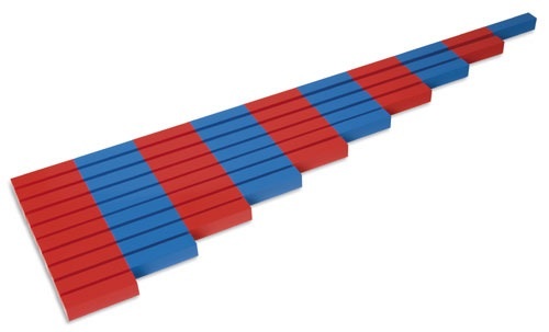 Montessori Red-Blue Rods บันไดยาว ( สีแดง-น้ำเงิน) แท่งไม้สีแดงสลับน้ำเงิน วิธีการสอนพื้นฐานของเลข การนับจำนวนที่เข้าใจได้ง่าย ส่งฟรี