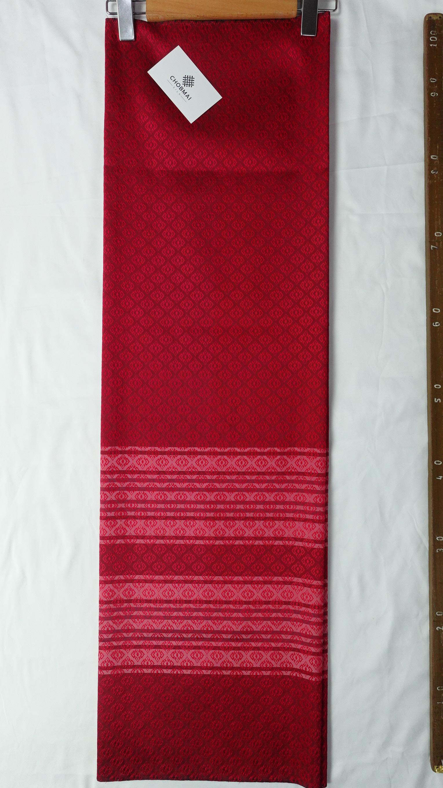 ซิ่น ผ้าไหม ยกดอกมีเชิง ผ้าไหมแท้ ขนาด 1x2หลา สีแดง รหัส B7-NY-01246809