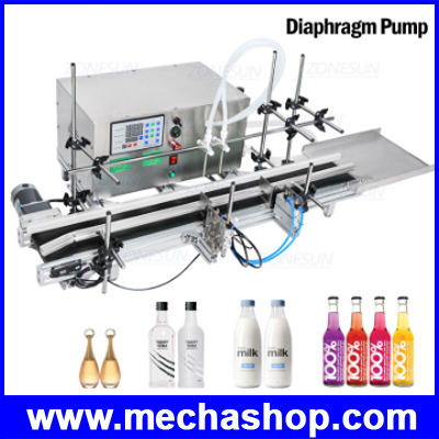 เครื่องบรรจุของเหลวระบบอัตโนมัติ 2 หัวจ่าย Diaphragm Pump Full Automatic Desktop CNC Liquid Bottle Filling Machine Perfume Juice Milk Water Bottle Filling Machines With Conveyor (สินค้า Pre-Order)