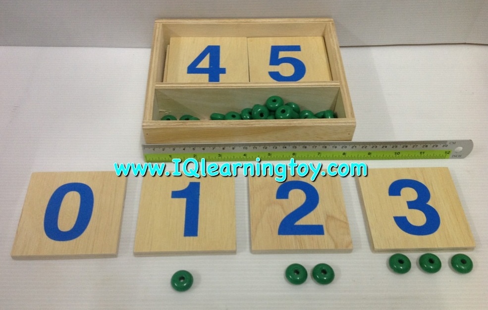 ของเล่นไม้ - ชุดแผ่นไม้บอกจำนวนตัวเลขพร้อมลูกปัดเพื่อสอนเรื่องจำนวนนับและตัวเลข ส่งฟรี