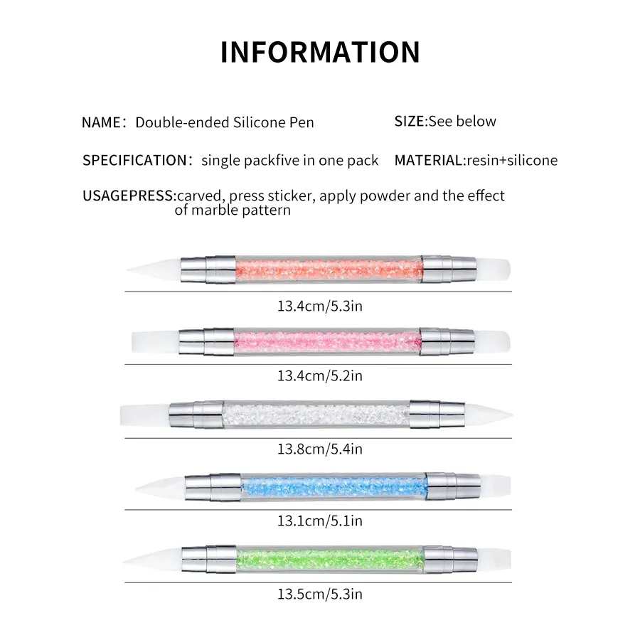 พู่กันหัวซิลิโคน พู่กันยาง สับหรับปั้นนูน ขัดผง 5แท่ง/set
