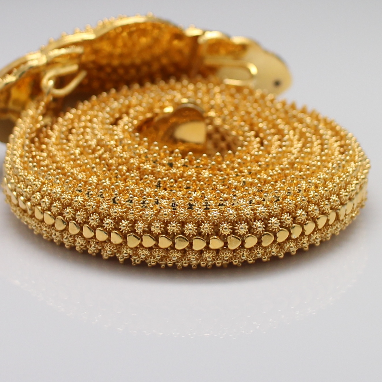 SI370 เข็มขัดเงินชุบทองลายดอกพิกุล เงินแท้ 92.5% นน. 264 กรัม ยาว 42 นิ้ว