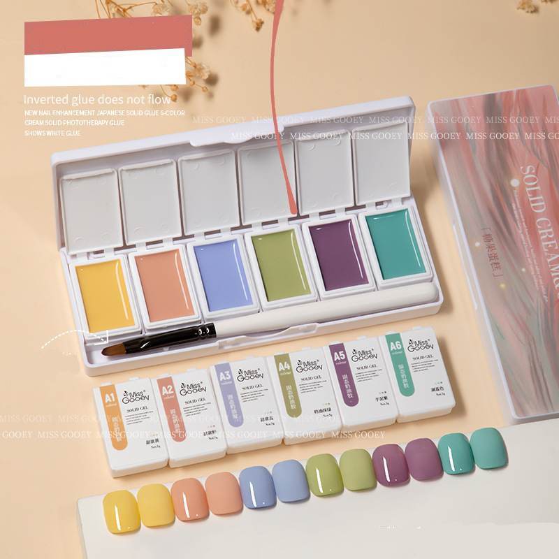 ครีมเจลทาเล็บ สีเจลชนิดครีม Soild Cream Gel Nail 6สี/เซต