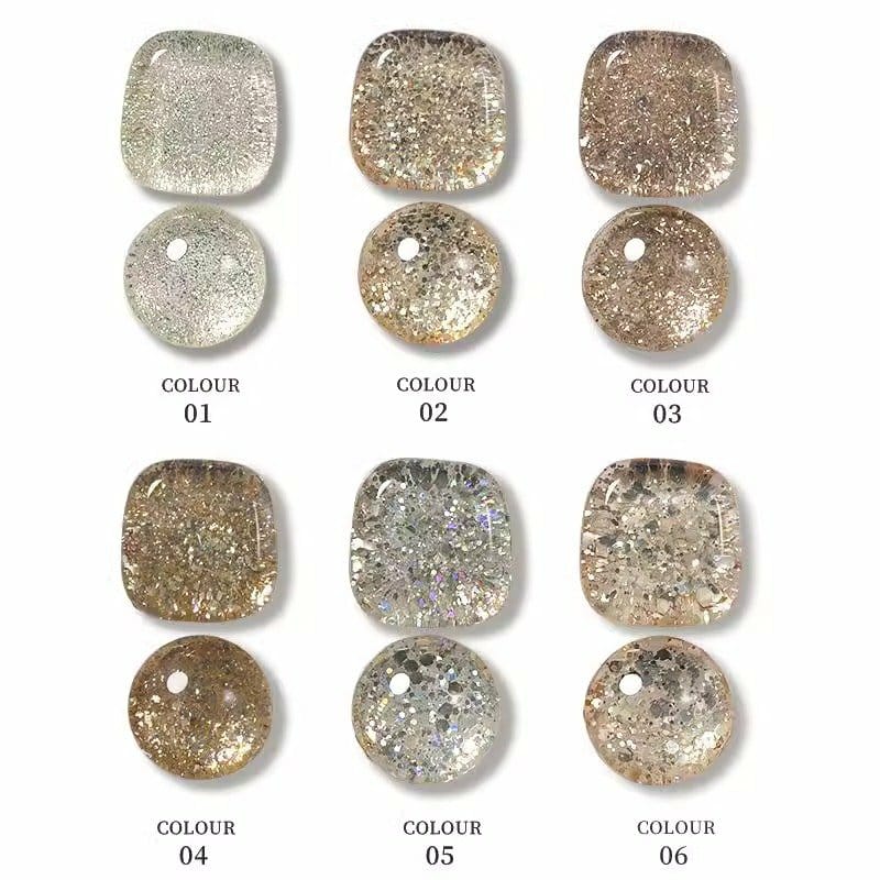 สีเจลกากเพชรแน่นๆ สีเงิน,ทอง สีเจลกลิตเตอร์ วิ้งตาแตก สีแฟลชเล่นแสง สไตล์เกาหลี เกรดพรีเมียม