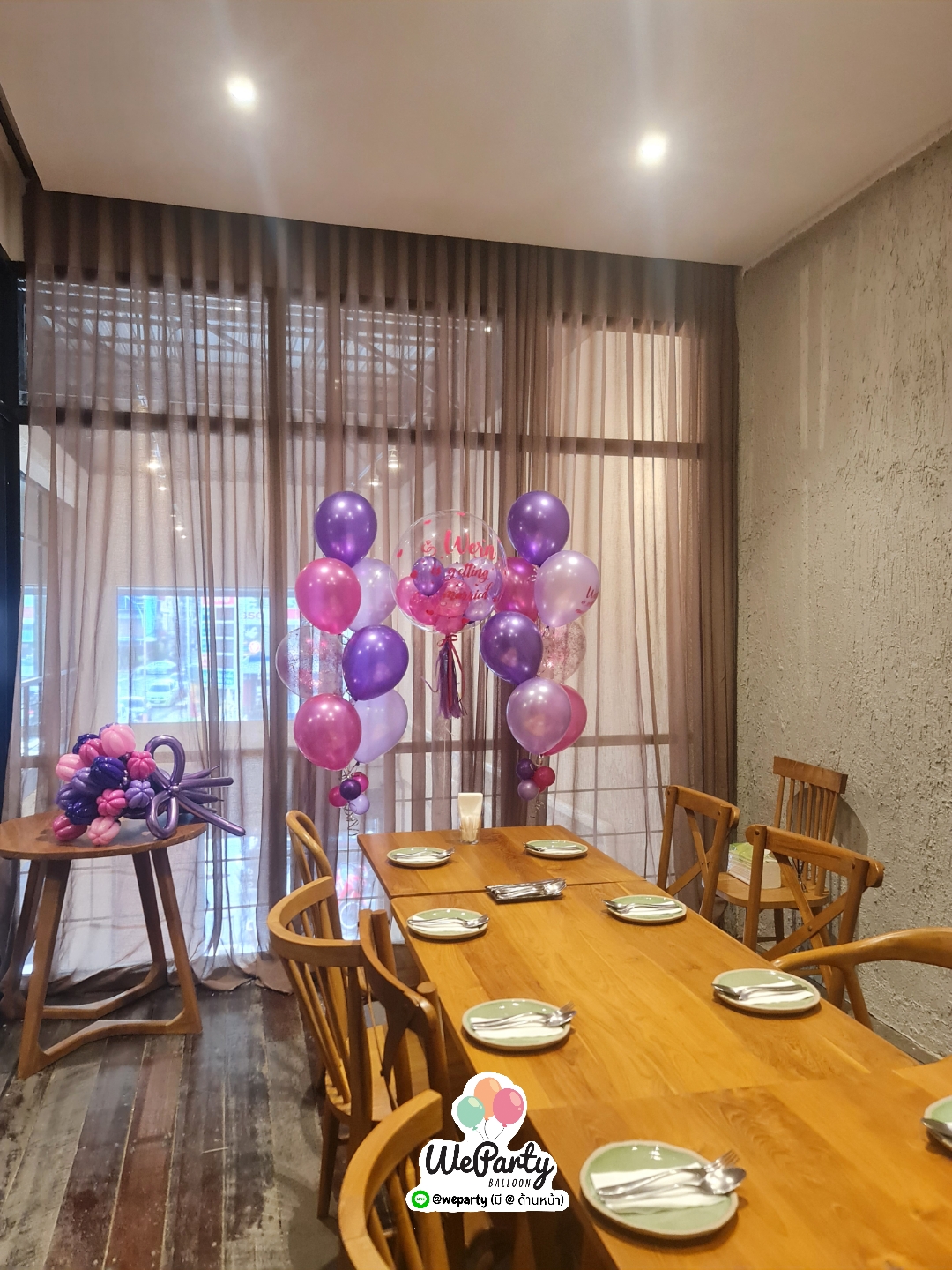 Bride to be บับเบิ้ล & ช่อลอย2ช่อ & ช่อดอกไม้ทิวลิป 12 ดอก (with Helium)(สั่งซื้ิอผ่าน Line: @weparty)