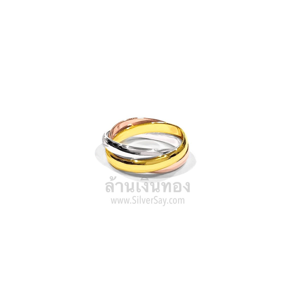 แหวนทรีนิตี้ Trinity สามวงคล้องกัน/3.5 มม./ทองสามสี/ผู้ชาย