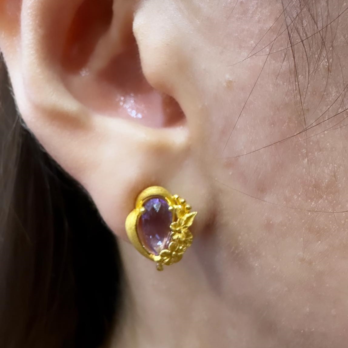 RG250211 ชุดอะเมทิส แหวน จี้ ต่างหู Primagold ทองแท้ 99.99% นน.รวม 19 กรัม แหวนไซส์ 52