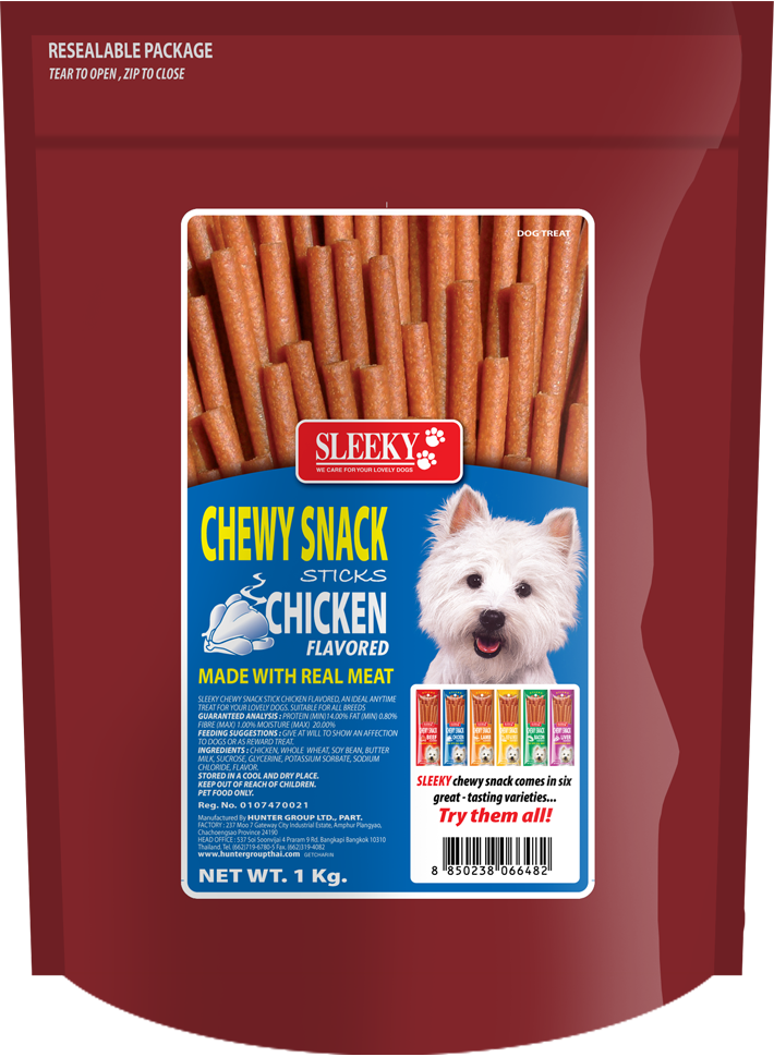 ขนมสุนัข SLEEKY ชิววี่สแน็ค แบบแท่ง รสไก่ ขนาด 1 กก.