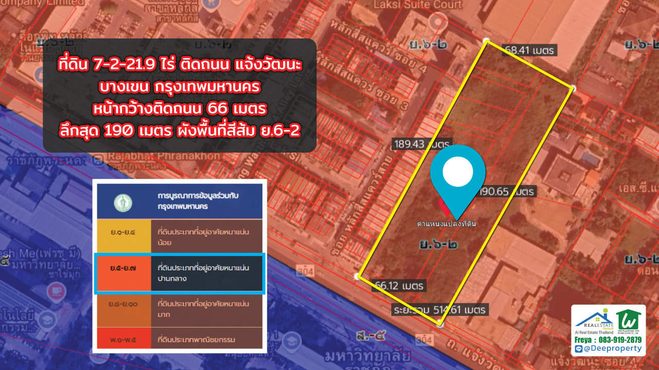 🌟 ขายที่ดินถมแล้ว 7.5ไร่ ติดรถไฟฟ้าราชภัฎพระนคร ถนนแจ้งวัฒนะ ทำเลเด่น! ใจกลางบางเขน กรุงเทพฯ
