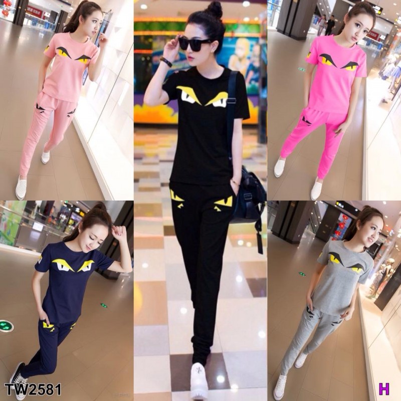 เซท 2ชิ้น เสื้อ+กางเกงขายาว ปักลายตา FENDI TW2581