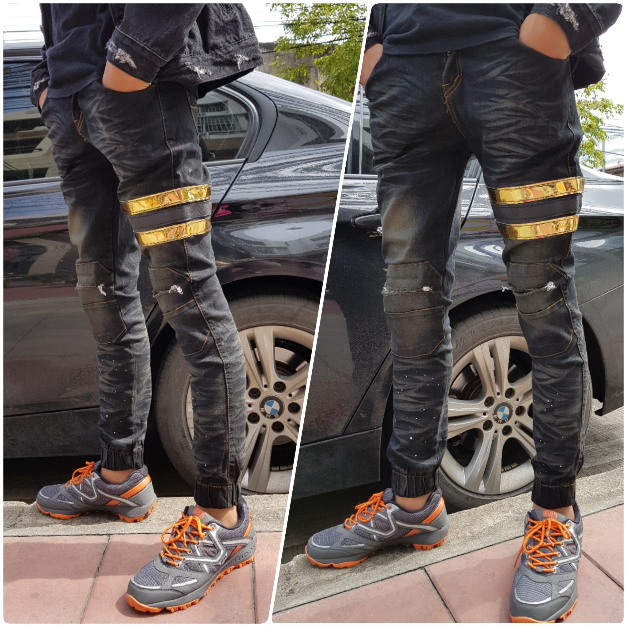 STRETCH JEANS JOGGER PANTS | ขาจั๊มยีนส์ยืด YM610 G