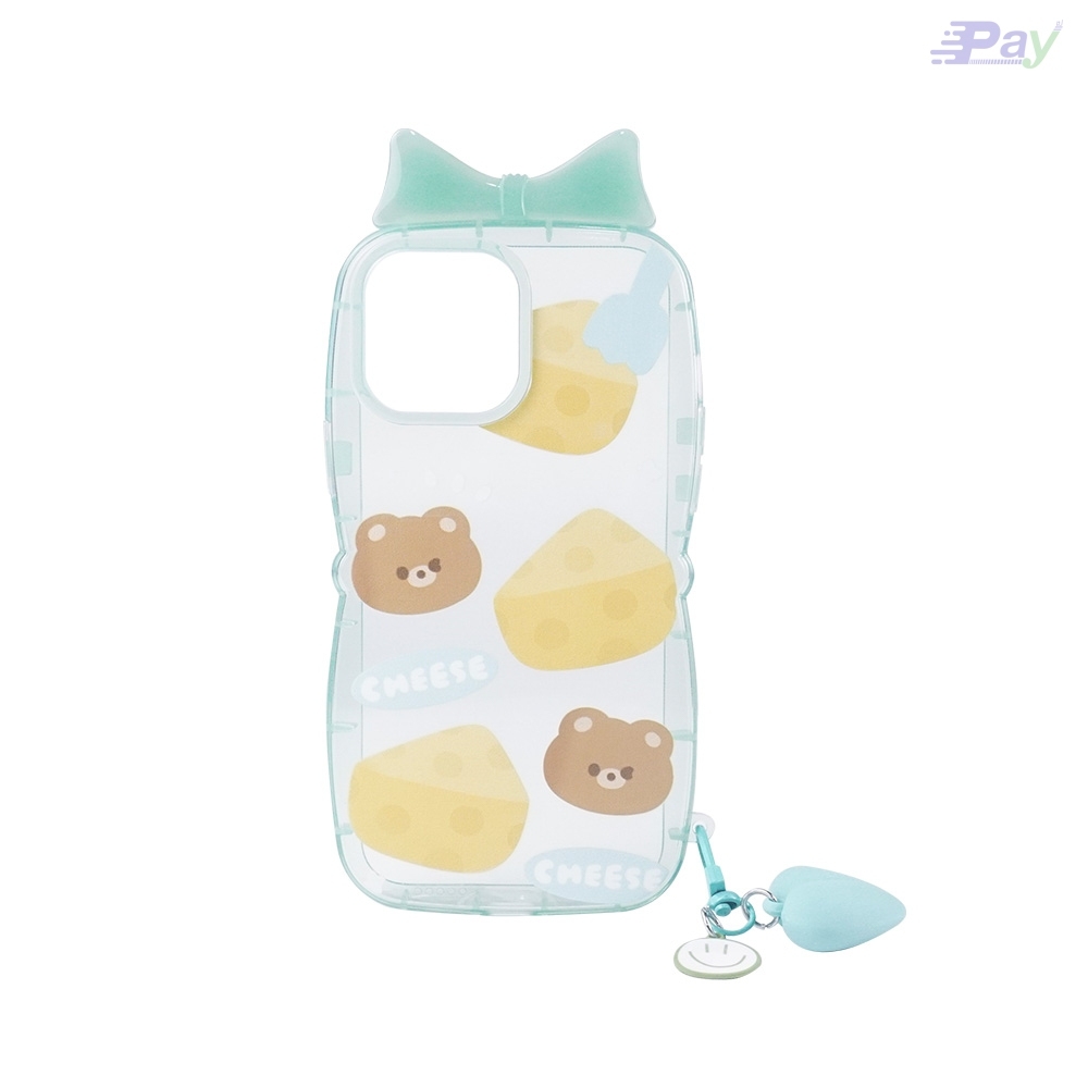 เคสโทรศัพท์ iPhone เคสมีโบว์ พร้อมพวงกุญแจรูปหัวใจ กันกระแทก สำหรับ11/12/12Pro/13/13ProMax