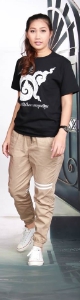 กางเกง jogger JG T601 ครีมแถบ