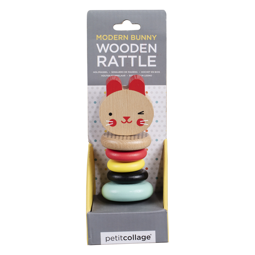 Modern Bunny Wooden Rattle Baby 0-2 แรกเกิด-2ปี ของเล่นไม้มีเสียง Non Toxic