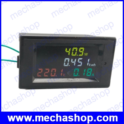 มิเตอร์วัดแรงดัน กระแส กำลังวัตต์ และแอททีฟเพาเวอร์ หน้าจอหลากสี LED display panel meter Voltmeter ammeter energy meter active power 200-450V 100A