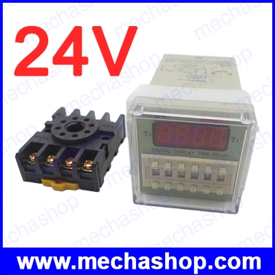เครื่องตั้งเวลา หน่วงเวลา DH48S-S repeat cycle SPDT time relay พร้อมฐาน DH48S Delay timer AC/DC 24V