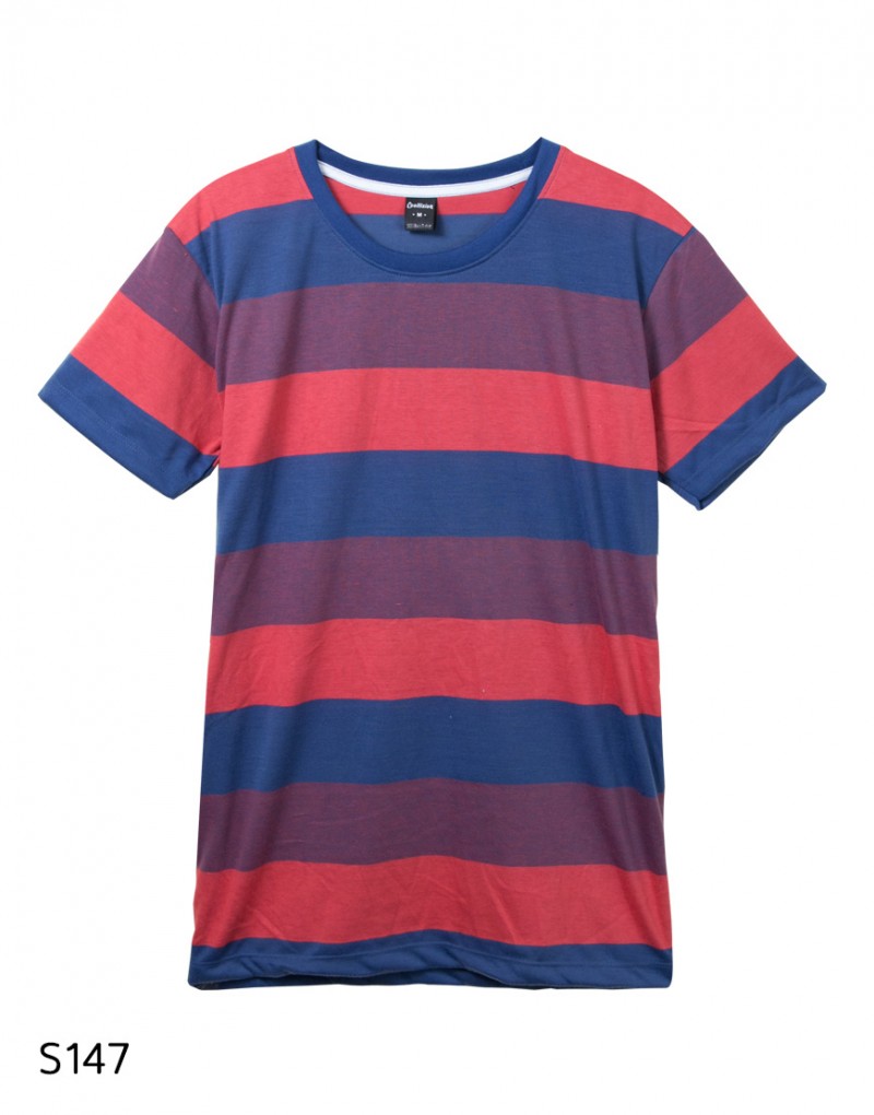 เสื้อยืดคอกลมลายทาง S147 (สีลูกกวาด candy)