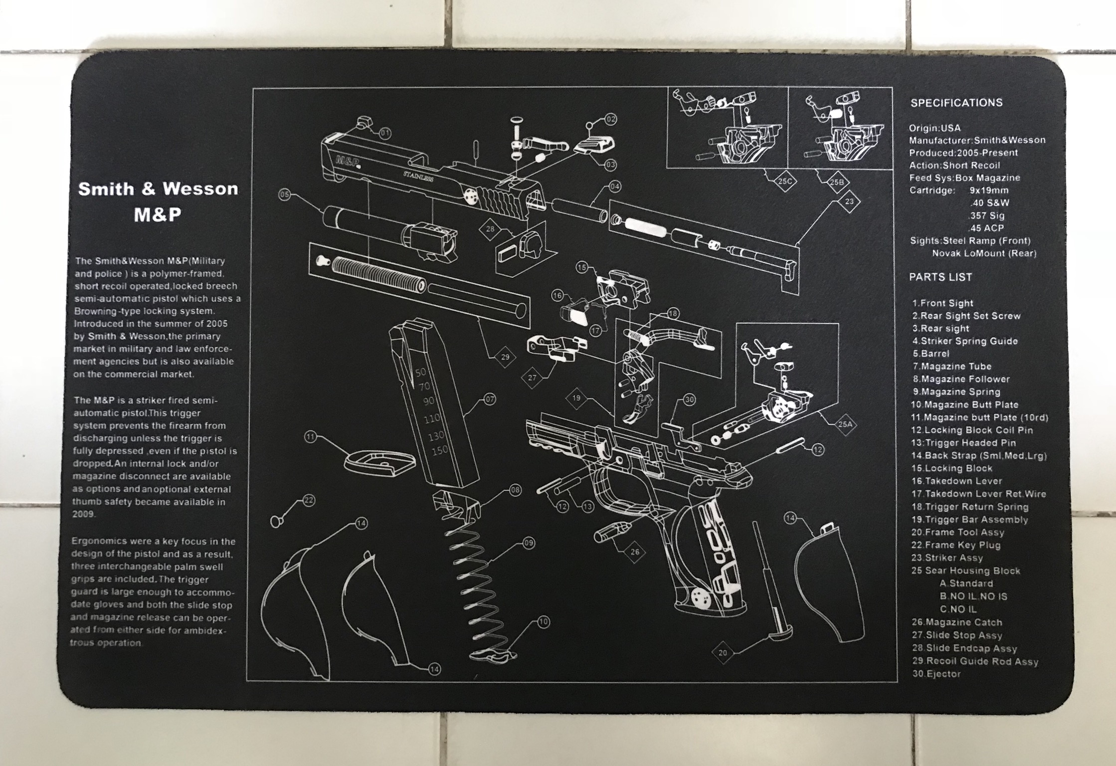 แผ่นรองทำความสะอาดปืนสั้น