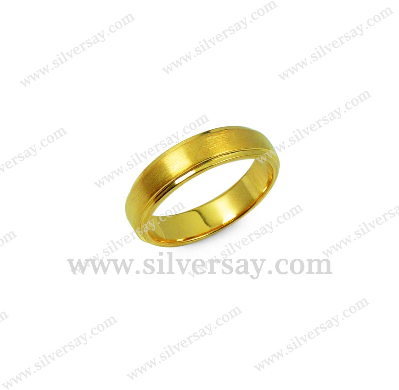 แหวนเกลี้ยง 4 มม.ขอบข้างลดระดับรอบวง/แลขนแมว/สีทองคำ22k/สำหรับสลักชื่อ