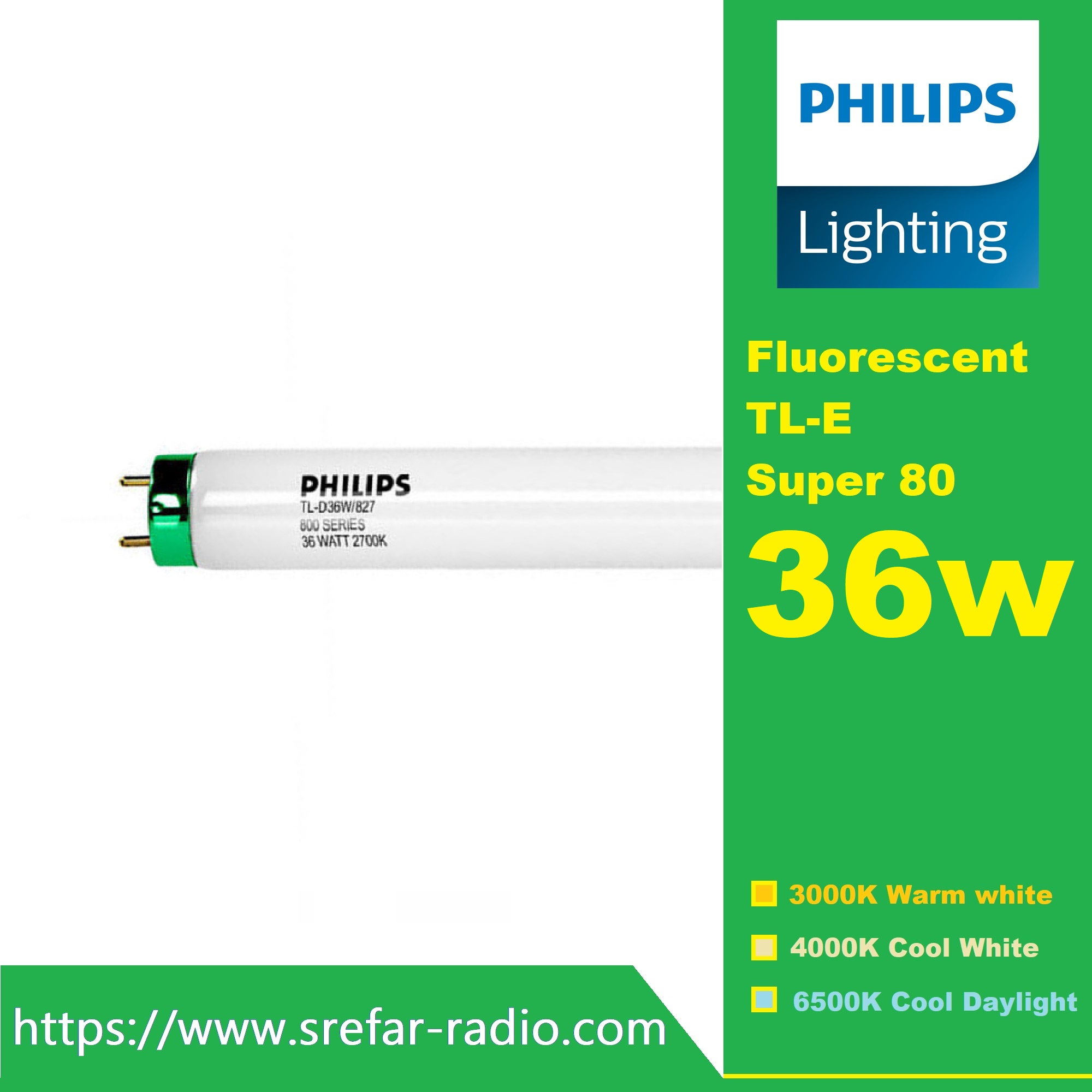 PHILIPS Fluorescent หลอดฟลูออเรสเซนต์ T8 TL-D Super 80 36W