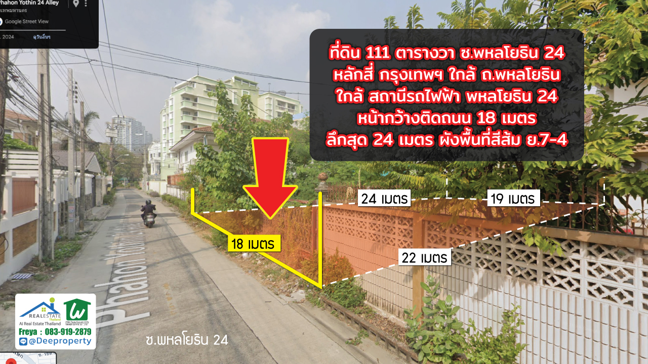 🌆 ที่ดินแปลงสวย 111 ตรว ถมแล้ว ซอยพหลโยธิน 24 ทำเลดี ใกล้รถไฟฟ้า BTS พหลฯ เพียง 450 เมตร! 🚆✨