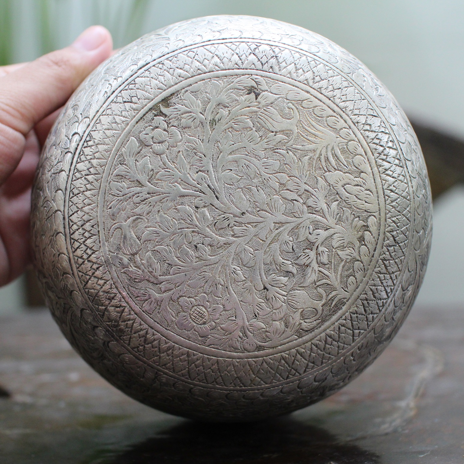 SI270 ขันเงินลายนกไม้ เงินแท้ 92.5 % นน. 237.5 กรัม เส้นผ้านศูนย์กลาง 5.7 นิ้ว