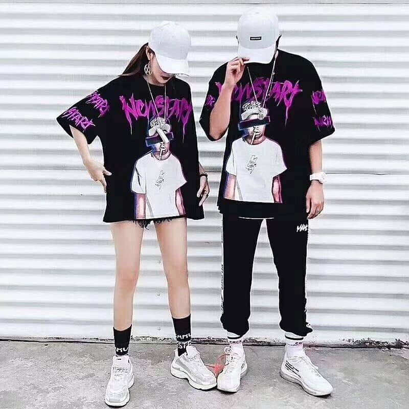 เสื้อยืด Street Fashion Oversize สีดำ NEW STRAT