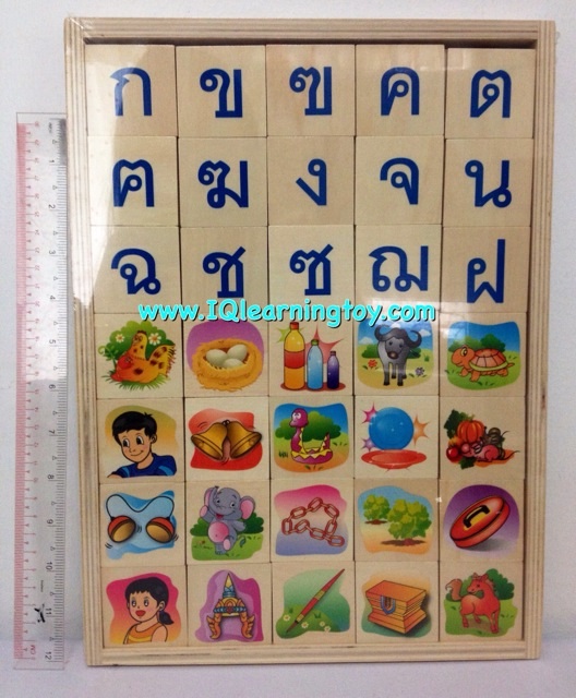 ของเล่นไม้ชุดพยัญชนะผสมคำ ก-ฮ สระ วรรณยุกต์ พร้อมจับคู่รูปภาพ 105 ชิ้น สอนเด็กๆให้เข้าใจและสามารถผสมคำได้ (ติดแม่เหล็ก)