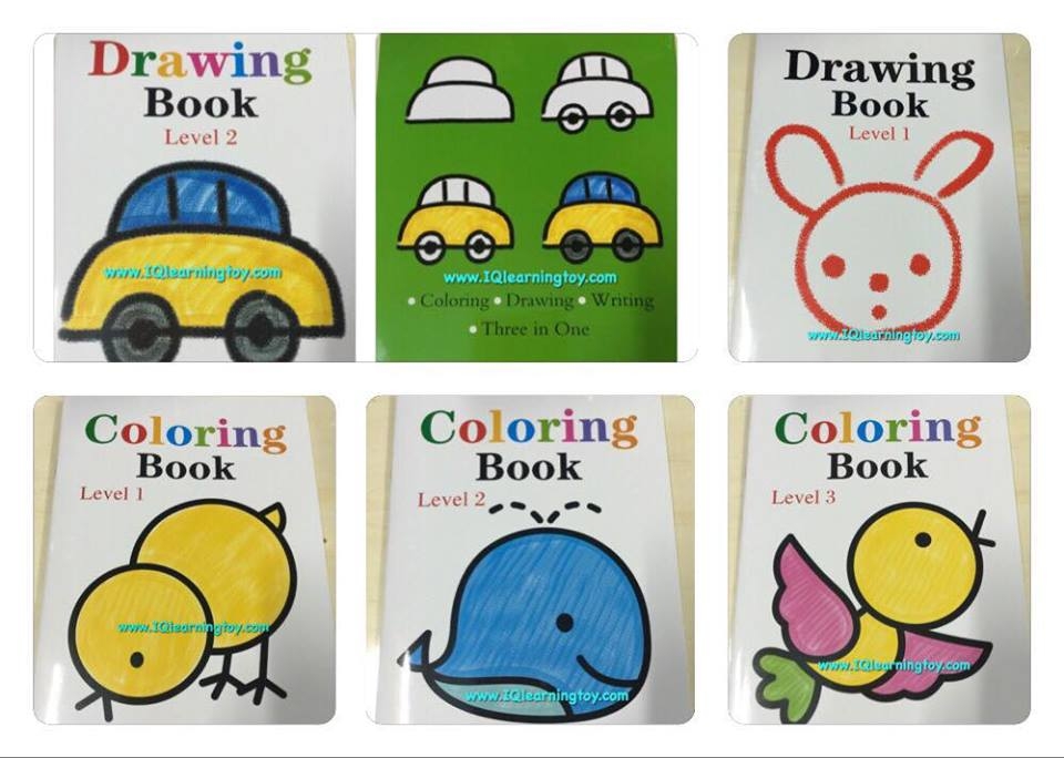 ชุดหนังสือกิจกรรมสอนระบายสีและวาดรูป พร้อมสอนคำศัพท์ภาษาอังกฤษ 150 คำ 1ชุดมี 5 เล่ม จัดส่งฟรี