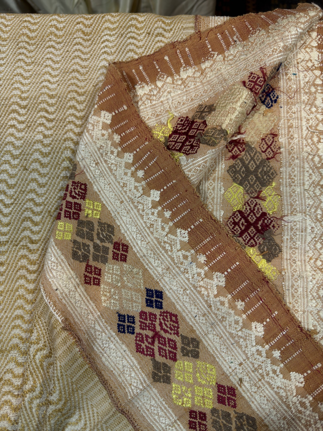 ซิ่นขิดไหม ต่อหัว ต่อเชิง ขนาด1x2เมตร สีเหลืองทองนวล รหัส R4F-155-1246813