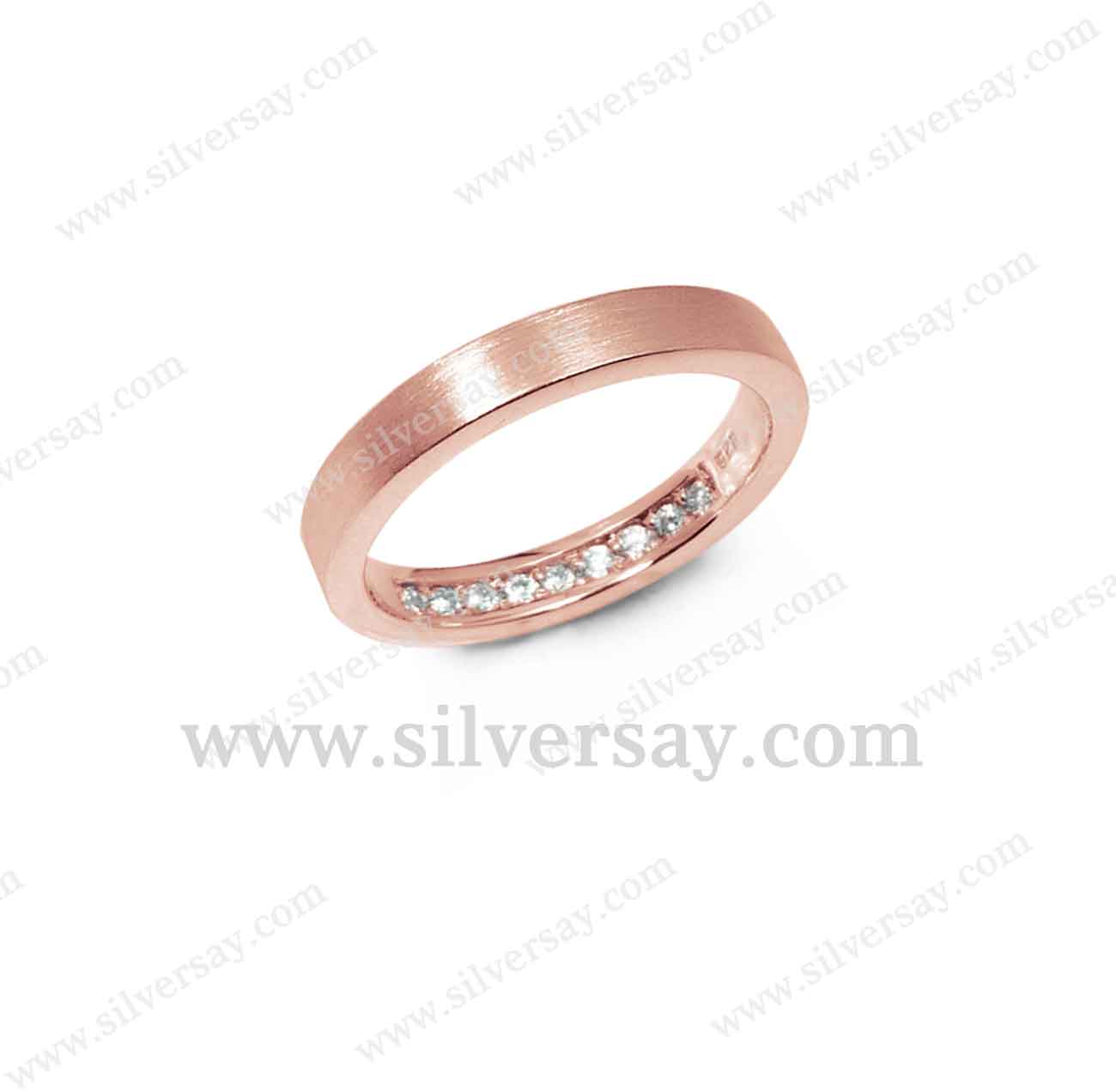 แหวนแก้เคล็ดซ่อนเพชรเก้าเม็ด/โมเดิร์น-วงบาง/แลขนแมว/สีทองชมพู
