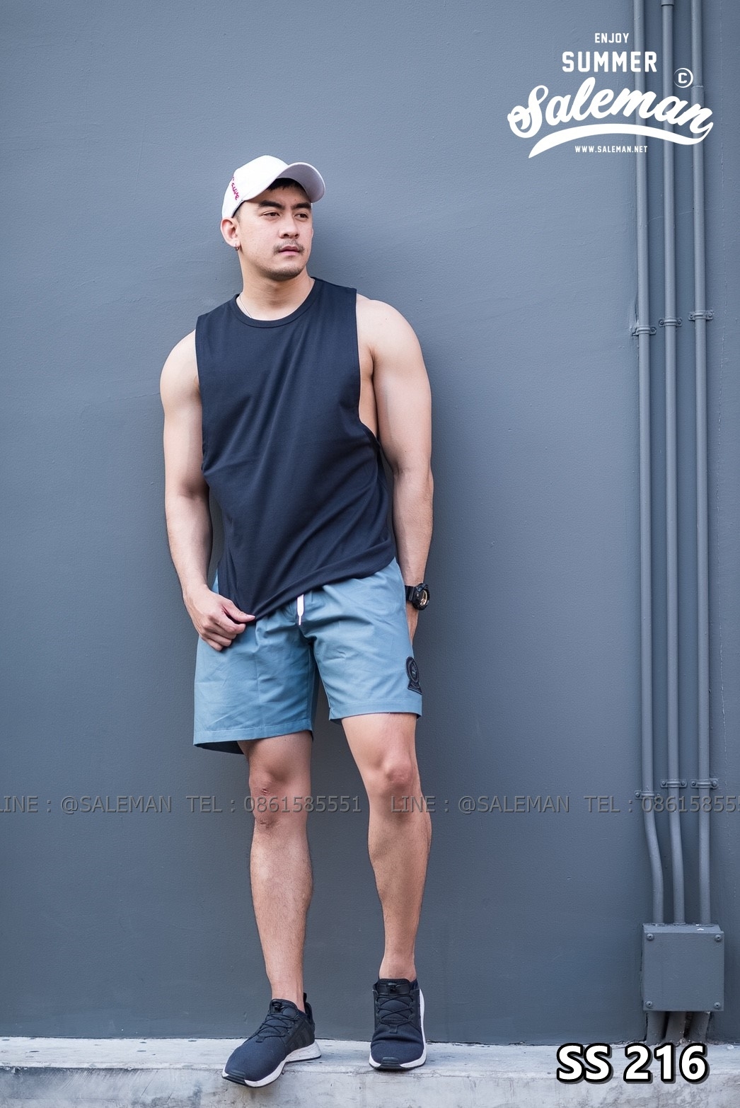 กางเกงขาสั้น พรีเมี่ยม ผ้า COTTON รหัส SS 216 สีเทาควัน