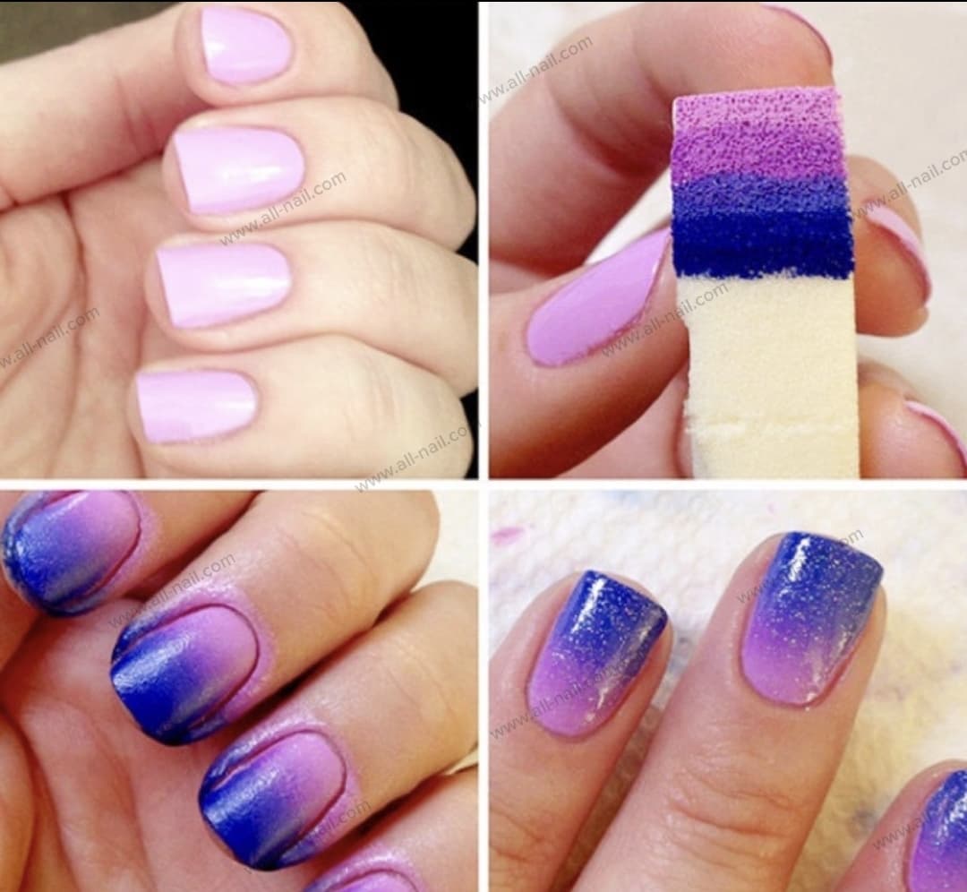 ฟองน้ำไล่สี ฟองน้ำทำลายเล็บ ฟองน้ำOmbre (แบ่งขาย 2/8ชิ้น)