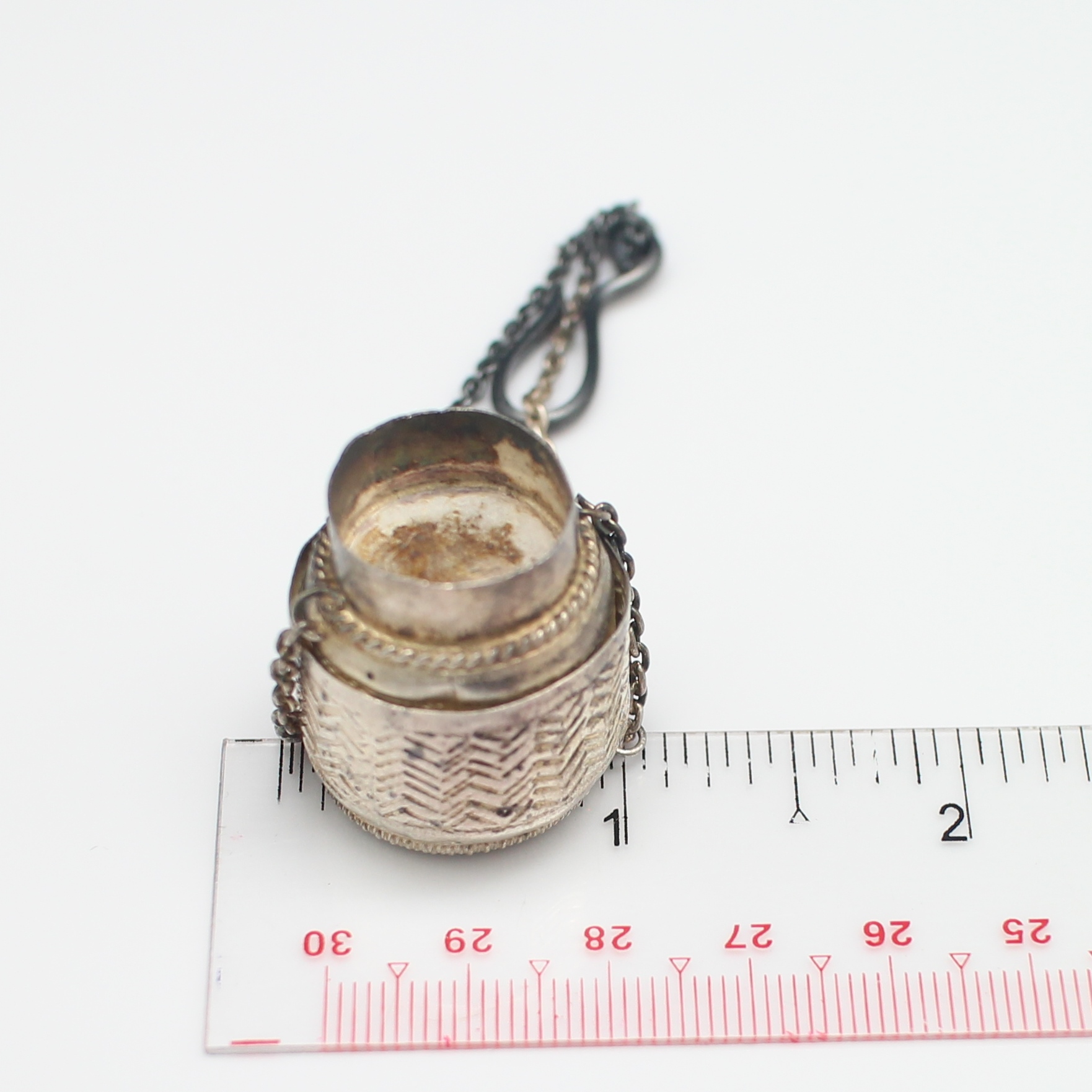 SI356 กระติ๊บเงินจิ๋ว ลายสาน เงินแท้ 92.5% นน.รวม 14.8 กรัม