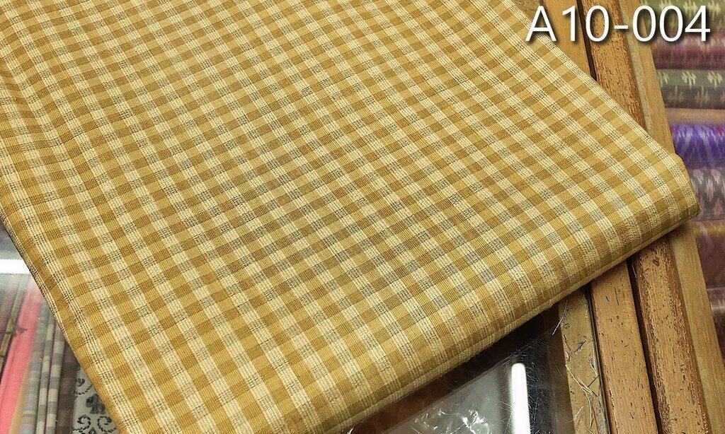 ผ้าไหมลายสก็อต ลูกฟูก สีเหลือง ขายตามความยาวหลา รหัส A10-004