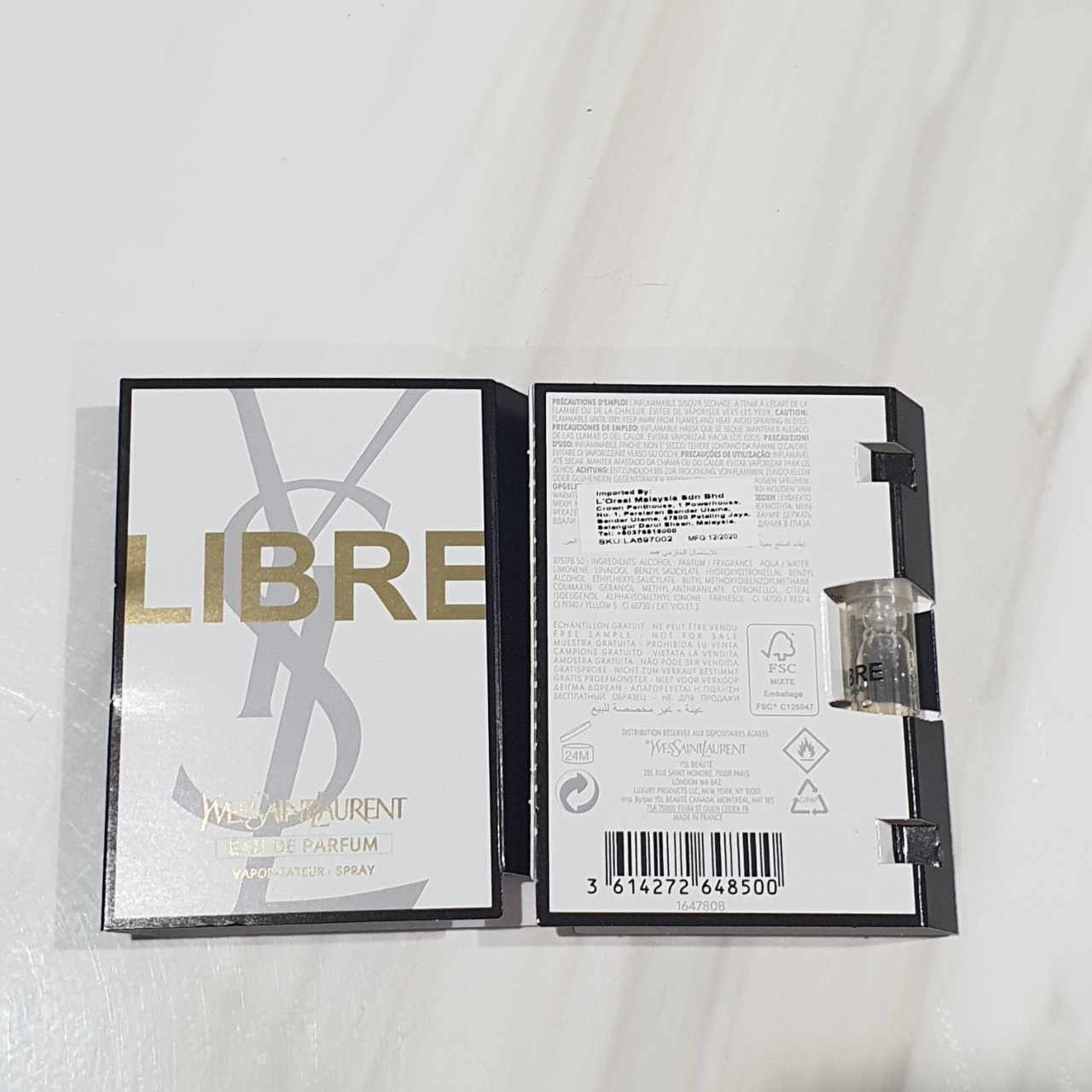 น้ำหอมไวออลหลอดทดลอง YSL Libre EDP ขนาด 1ml Spray Sample Vial ขนาดทดลองแบบ VIAL