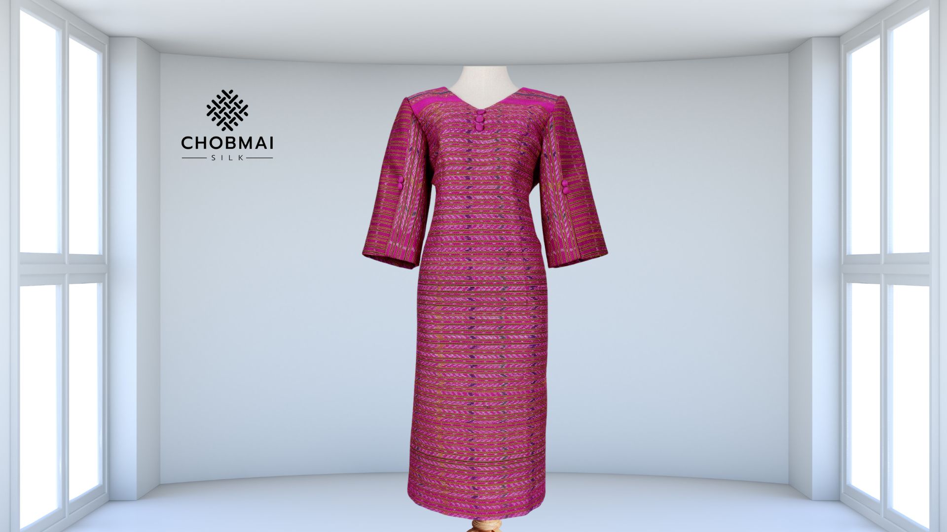 แบบตัดชุด เดรสผ้าไหม (ไม่รวมผ้า) chobmai x PT รหัส CUT-PT-10276613